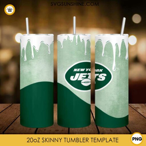 Jets Logo 20oz Skinny Tumbler Wrap PNG, New York Jets Tumbler Template PNG Design