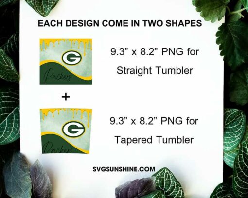 Packers Logo 20oz Skinny Tumbler Wrap Dripping PNG, Green Bay Packers Tumbler Template PNG Design