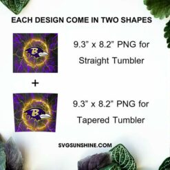 Baltimore Ravens Jaguars Thunder Lightning 20oz Skinny Tumbler Wrap PNG, Ravens Football Tumbler Template PNG Design