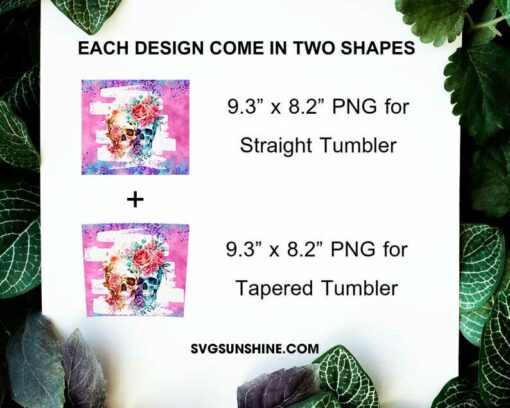 Floral Couple Skull 20oz Skinny Tumbler Wrap PNG, Skeleton Flower Tumbler Template PNG Design