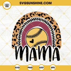 Softball Mama Leopard Rainbow SVG, Softball Mom SVG, Mothers Day Sports Mom SVG PNG DXF EPS Cut Files