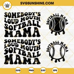 Somebodys Loud Mouth Softball Mama Wavy SVG Bundle, Retro Softball Mom SVG, Trendy SVG, Funny Mothers Day SVG PNG DXF EPS For Shirt