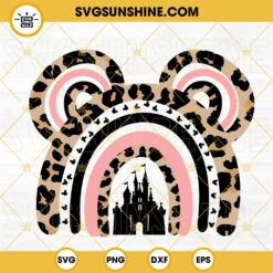 Disney Castle Rainbow Leopard SVG, Mickey Leopard Rainbow SVG, Disney Family Vacation SVG PNG DXF EPS Instant Download