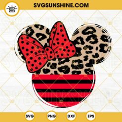 Minnie Mouse Head Leopard SVG, Minnie Ears SVG, Disney Family Vacation SVG, Disney Girl SVG PNG DXF EPS Cricut Silhouette