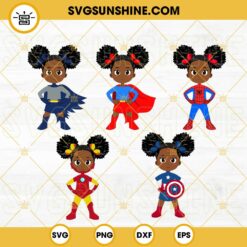 Superheroes Costumes Black Girl SVG Bundle, Batman SVG, Spider Man SVG, Superman SVG, Juneteenth Girl Super Hero SVG