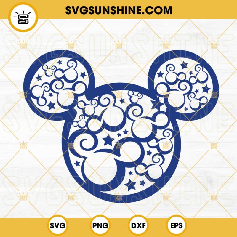 Swirly Mickey Mouse Head Stars SVG, 4th Of July SVG, American ...