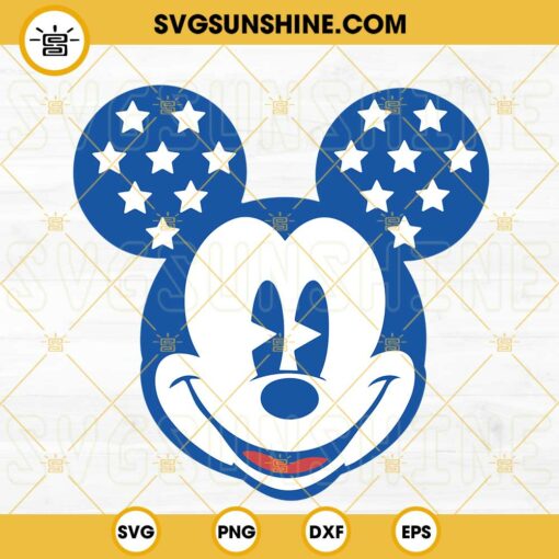 USA Mickey Mouse Head SVG, Disney 4th Of July SVG, Patriotic SVG, Independence Day SVG PNG DXF EPS Files