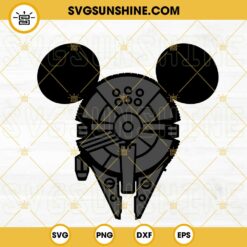 Millennium Falcon Mickey Ears SVG, Spaceship SVG, Star Wars Disney Mouse SVG PNG DXF EPS Cricut Files