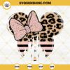 Minnie Mouse Ears Pink Stripes Castle Leopard SVG, Minnie Head SVG, Disney Trip SVG, Disney World SVG PNG DXF EPS