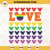 Mickey Mouse Head Pride Flag Love SVG, Rainbow Mickey SVG, Disney LGBT Pride Month SVG PNG DXF EPS