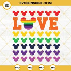 Mickey Mouse Head Pride Flag Love SVG, Rainbow Mickey SVG, Disney LGBT Pride Month SVG PNG DXF EPS