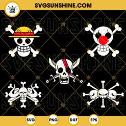 One Piece Logo SVG Bundle, Jolly Roger SVG, Straw Hat Pirates SVG, Red Haired SVG, Beast Pirates SVG