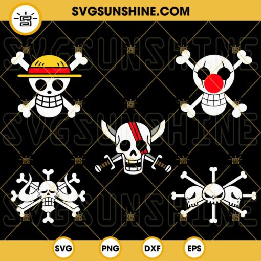 One Piece Logo SVG Bundle, Jolly Roger SVG, Straw Hat Pirates SVG, Red ...