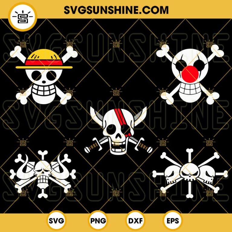 One Piece Logo SVG Bundle, Jolly Roger SVG, Straw Hat Pirates SVG, Red