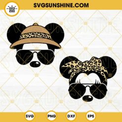 Mickey Minnie Bandana Hat Leopard Print SVG, Disney Safari SVG, Animal Kingdom SVG PNG DXF EPS