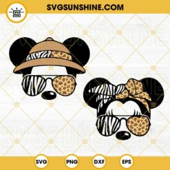 Mickey Minnie Head Disney Safari SVG, Animal Kingdom SVG, Zebra Leopard Glasses SVG, Disney Vacation SVG PNG DXF EPS