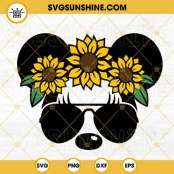 Minnie Head Sunflower Bow SVG, Magic Kingdom SVG, Disney Mouse SVG PNG DXF EPS Cut Files