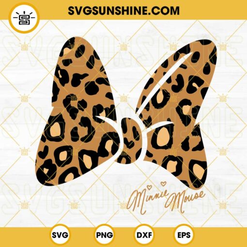 Minnie Mouse Leopard Bow SVG, Cheetah Bow SVG, Disney Mouse SVG PNG DXF ...