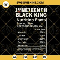Juneteenth Black King Nutrition Facts Melanin SVG, African American SVG, Black History SVG PNG DXF EPS