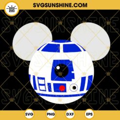 R2D2 Mickey Mouse Ears SVG, Disney Star Wars Robot SVG PNG DXF EPS Cricut Files