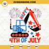 Happy 4th Of July Excavator SVG, Independence Day SVG, Patriotic SVG PNG DXF EPS