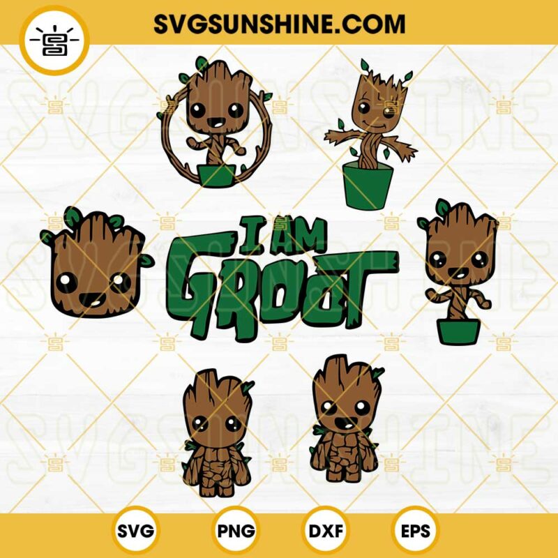 Baby Groot SVG Bundle, I Am Groot SVG, Marvel Comics Disney Movie SVG ...