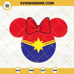 Captain Marvel Minnie Ears SVG, Minnie Mouse Superhero SVG, Disney Marvel Comics SVG PNG DXF EPS Files