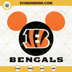 Mickey Head Bengals SVG, Cincinnati Bengals Mouse Ears SVG, Disney NFL Football SVG PNG DXF EPS Cricut