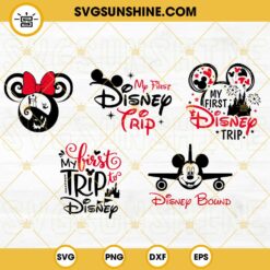 My First Disney Trip SVG Bundle, Disney Vacation SVG, Disneybound SVG, Minnie Mouse Head Jack Sally SVG