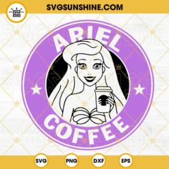 Ariel Coffee Starbucks Logo SVG, The Little Mermaid Coffee SVG, Disney Princess Starbucks SVG PNG DXF EPS