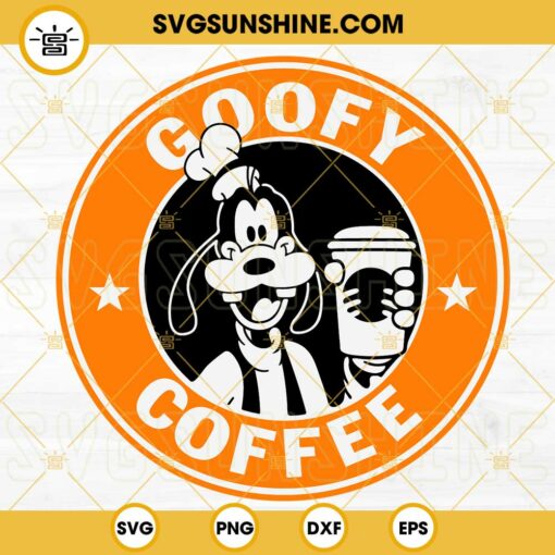 Goofy Coffee Starbucks Logo SVG, Disney Dog Coffee SVG, Disney Starbucks SVG PNG DXF EPS Files