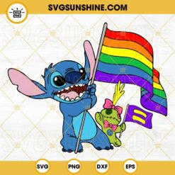 Stitch And Scrump Pride SVG, Disney Stitch Gay Pride SVG, Rainbow Flag SVG, LGBT Pride Month SVG PNG DXF EPS
