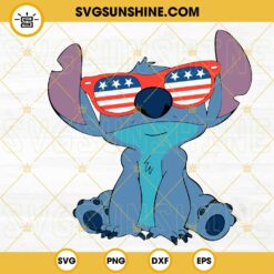 Stitch With US Flag Sunglasses SVG, Funny 4th Of July SVG, Disney Vacation Independence Day SVG PNG DXF EPS Files