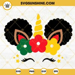 Afro Unicorn Curly Hair SVG, Melanin Little Girl SVG, Cute Peekaboo Girl SVG, Kid Juneteenth SVG PNG DXF EPS