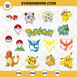 Pokemon SVG Bundle, Pikachu SVG, Pokeball SVG, Bulbasaur SVG, Charmander SVG, Squirtle SVG