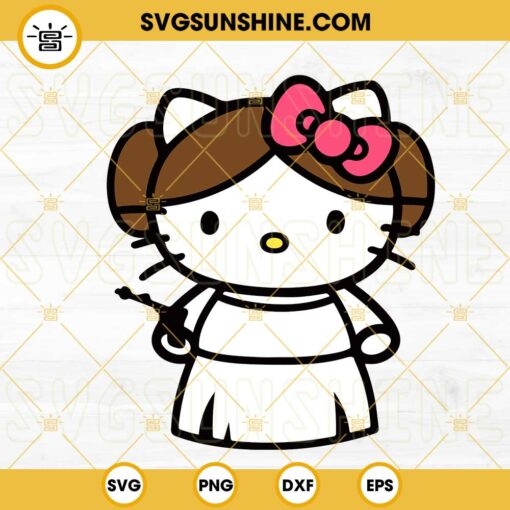 Hello Kitty Princess Leia SVG, Cute Cat Leia SVG, Hello Kitty Star Wars SVG PNG DXF EPS Instant Download