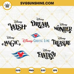 Disney Mouse Cruise Ship Names Logo SVG Bundle, Disney Cruise Line SVG, Treasure Fantasy Dream Wish Wonder Magic SVG PNG DXF EPS