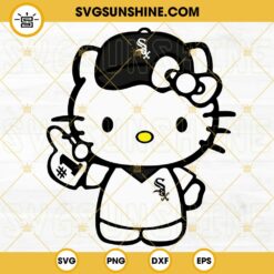 Hello Kitty Chicago White Sox SVG, Kawaii Kitty White Sox Baseball Fan SVG PNG DXF EPS Cut Files