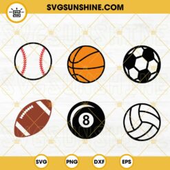 Sports Ball SVG Bundle, Football SVG, Baseball SVG, Basketball SVG, Volleyball SVG, Soccer SVG