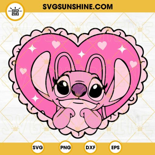 Angel Stitch In Heart SVG, Disney Lilo And Stitch SVG PNG DXF EPS Cut Files