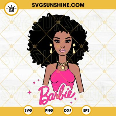 Black Barbie Doll Svg Afro Curly Hair Svg Pink Doll American African