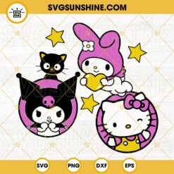 Hello Kitty Wednesday And Enid SVG, Kitty Cat Wednesday Addams SVG PNG DXF EPS