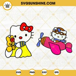 Hello Kitty Plane SVG, Hello Kitty With Bear SVG, Kitty White SVG, Sanrio SVG PNG DXF EPS