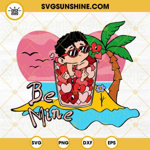 Baby Benito Be Mine In Heart Cup SVG, Bad Bunny Heart SVG, Bad Bunny Valentine SVG PNG DXF EPS