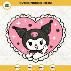 Kuromi Heart SVG, Hello Kitty SVG, Sanrio Characters Heart SVG PNG DXF EPS Cricut Files