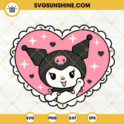 Kuromi Heart SVG, Hello Kitty SVG, Sanrio Characters Heart SVG PNG DXF ...