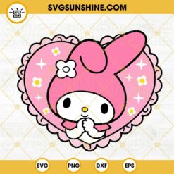 My Melody In Heart SVG, Cute Hello Kitty Rabbit SVG, Sanrio Characters SVG PNG DXF EPS Cricut