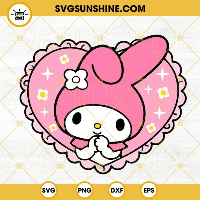 My Melody In Heart SVG, Cute Hello Kitty Rabbit SVG, Sanrio Characters