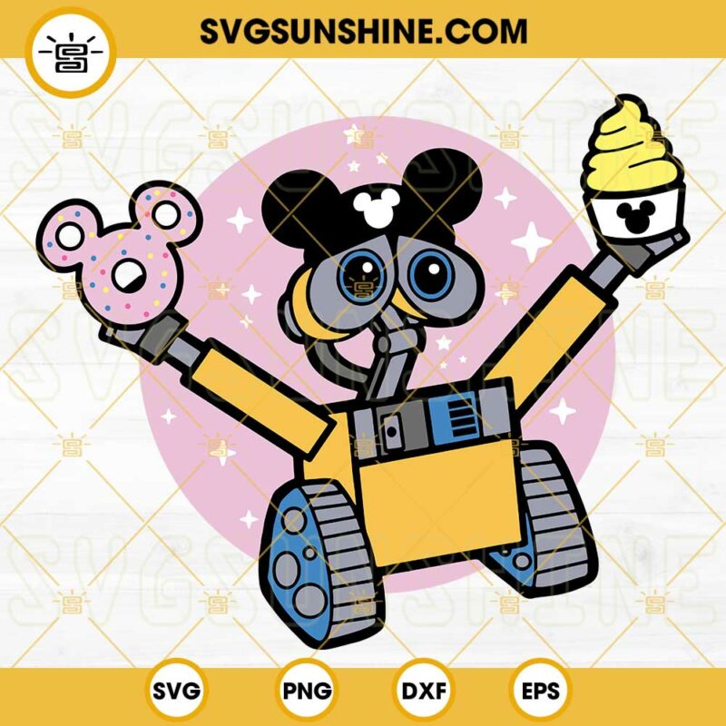 Wall E Mickey Ears Disney Snacks SVG, Disneyland SVG, Family Trip SVG