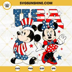 Mickey And Minnie USA SVG, Disney Mouse Patriotic SVG, Freedom Day SVG, Disneyland 4th Of July SVG PNG DXF EPS